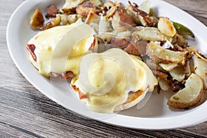 plate of eggs Benedict breakfast