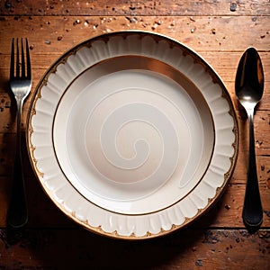 Plate , empty ceramic utensil for carrying and serving food
