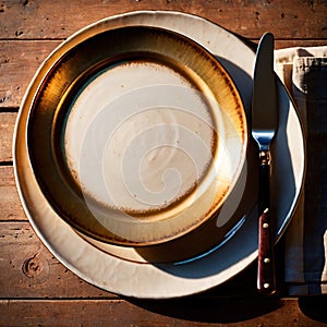 Plate , empty ceramic utensil for carrying and serving food