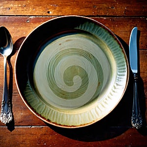 Plate , empty ceramic utensil for carrying and serving food