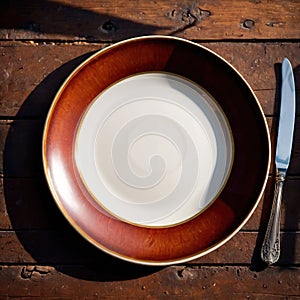 Plate , empty ceramic utensil for carrying and serving food