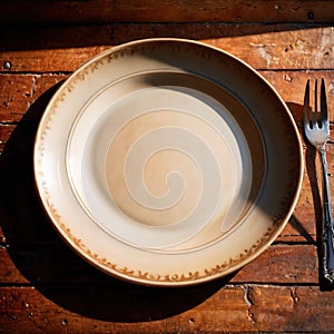 Plate , empty ceramic utensil for carrying and serving food