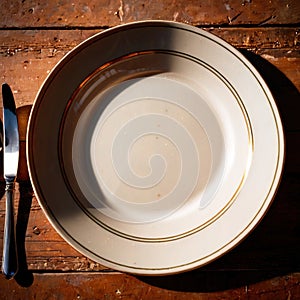 Plate , empty ceramic utensil for carrying and serving food