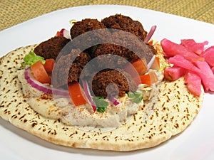 Plate With Falafels and Pita Bread