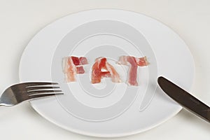 Plate With Fat, Fork, and Knife