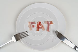 Plate With Fat, Fork, and Knife