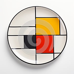 Modern Bauhaus Plate With Mondrian-inspired Design photo