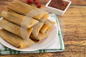Plate Filled with Homemade Tamales photo