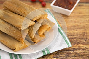 Plate Filled with Homemade Tamales photo