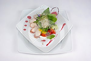 Plate of fine dining meal photo