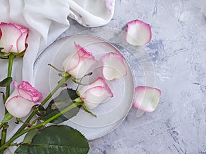 Plate flower rose  event backgroundn elegance rustic photo