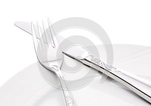 Plate with fork and knife