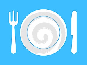 Plate, fork, knife - dinnerware