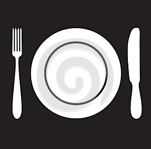 Plate fork and knife icon