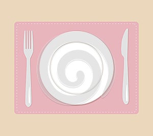 Plate fork and knife vector illustration