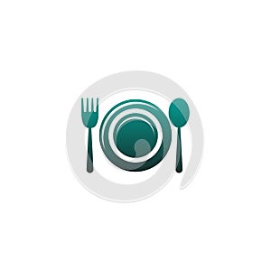 Plate, Fork and spoon icon vector