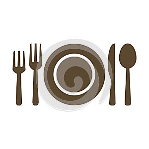 Plate, fork, spoon and knife icons -