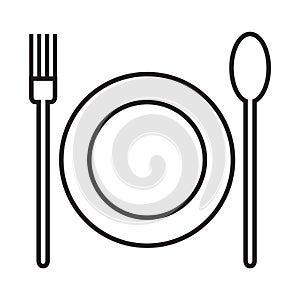 plate with fork and spoon. Vector illustration decorative design
