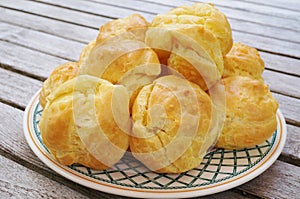 Plate of French gougeres cheese puff choux
