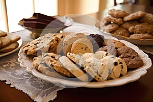 plate of fresh-baked cookies and biscotti, ready for tasting