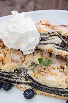 Plate with fresh baked Poppy-Seed Cake