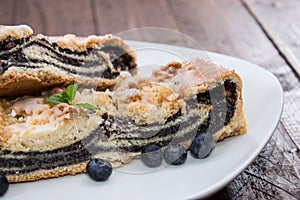 Plate with fresh baked Poppy-Seed Cake