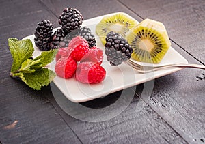 Plate of Fresh Fruit Ready To Eat