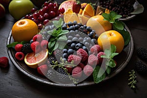 plate of fresh fruits and vegetables, rich in antioxidants and vitamins