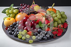 plate of fresh fruits and vegetables, rich in antioxidants and vitamins