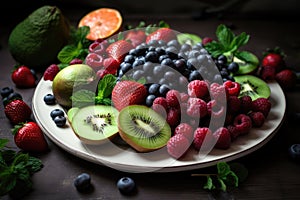 plate of fresh fruits and vegetables, rich in antioxidants and vitamins