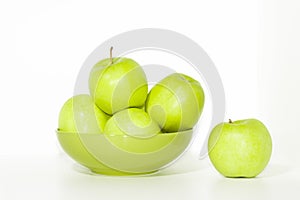 A plate of fresh green apples