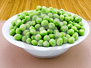 Plate of fresh green peas