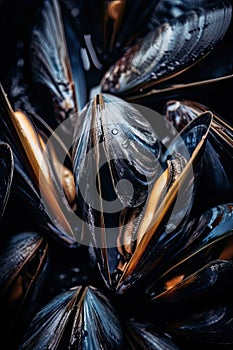 plate with fresh mussles