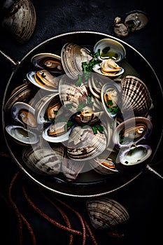 plate with fresh mussles