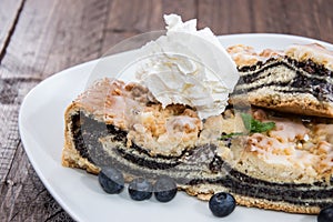 Plate with fresh Poppy-Seed Cake