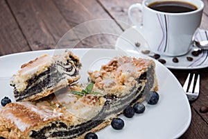 Plate with fresh Poppy-Seed Cake