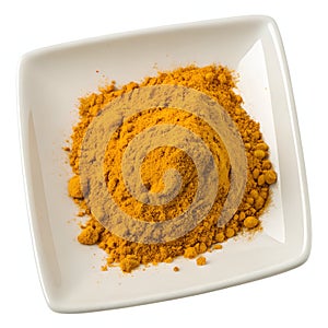 Plate of Fresh Turmeric Isolated on White