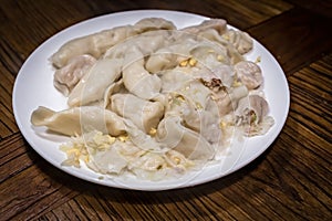 Plate of freshly cooked chinese dumplings