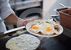 Plate with fried eggs