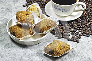 plate of Fried Makrout or makroud - Algerian semolina, dates and honey sweets