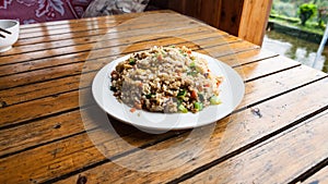 plate with fried rice with vegetables