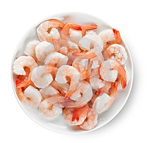 Plate of frozen prawns