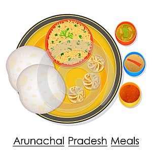 Plate full of delicious Arunachal Pradesh Meal