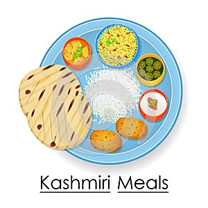 Plate full of delicious Kashmiri Meal