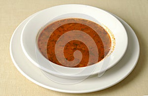 Plate full of soup