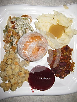 Plate Full of Traditional Thanksgiving Dinner Food