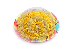 Plate of fusilli macaroni