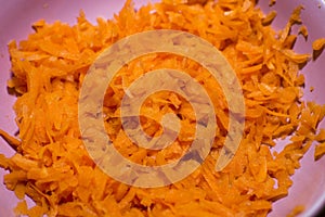 Plate of grated carrots