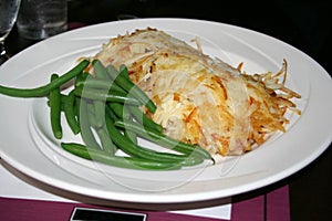 Plate of Green Beans & Hash browns