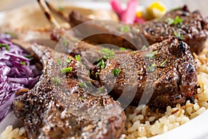 plate of grilled lamb chops